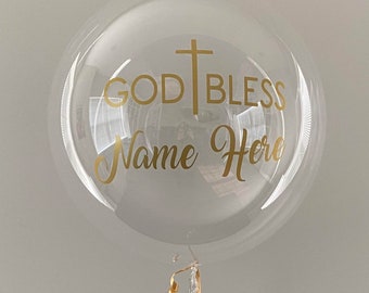 God Bless Balloon, Baptism Balloon, Confirmation Balloon, Communion Balloon, Baptism Holy Balloon, 24 Inch and 36 Inch Sizes