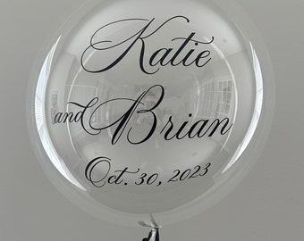 Custom Wedding Balloon, Save The Date,  Future Couple Names With Celebration Date Balloon, 24" & 36" Inch Size Helium And Air Use, Longevity