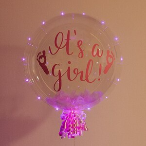 It&#39;s A Girl Balloon, LED Balloon, Baby Shower Balloon, 24 Inch Clear Balloon