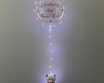 Balloon With Lights, LED Balloon, Happy Valentine's Day Custom Balloon With Teddy Bear, I Love You Gift, Unique Valentine's Gift