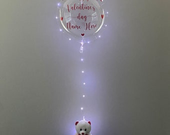 Ballon avec lumières, ballon LED, ballon personnalisé Joyeuse Saint-Valentin avec ours en peluche, cadeau Je t'aime, cadeau unique de la Saint-Valentin