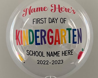 First Day Of School Balloon, Kindergarten, Preschool, First Grade, Custom Back To School Sign, DIY Kit, Balloon With Stand For Use With Air