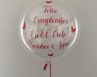 Memorial Balloon, Feliz Cumpleanos En El Cielo Globo, Happy Birthday In Heaven, Custom Memorial Balloon, 18, 24 and 36 Inch Balloon Size