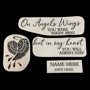 Decalcomania commemorativa personalizzata con palloncino, decalcomania con ali d’angelo, decalcomania commemorativa personalizzata con angelo per palloncini da 24 pollici e 36 pollici