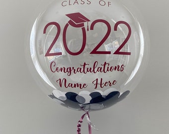 Globo de graduación de la clase de 2026, burbuja de confeti transparente, calcomanía de felicitación