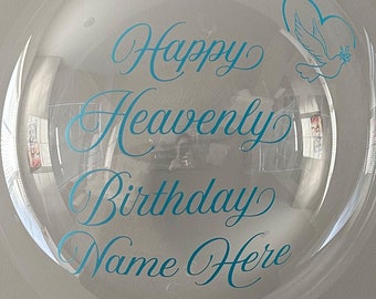 Memorial Balloon, Happy Heavenly Birthday, Custom Memorial Centerpiece, 18 Inch, 24 Inch and 36 Inch Balloon Size DIY, Helium And Air Usage