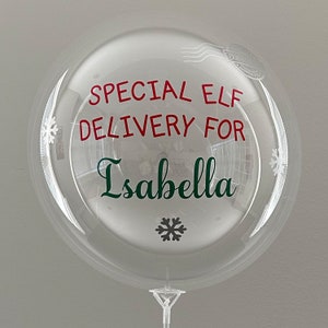 Elf Personalized Balloon, Elf Special Delivery Balloon, Christmas Elf Arrival, DIY 24 Inch Balloon With Stand For Air Usage, Longevity