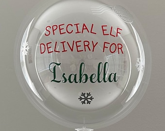 Globo personalizado Elf, globo de entrega especial Elf, llegada de elfo de Navidad, globo de 24 pulgadas de bricolaje con soporte para uso de aire, longevidad