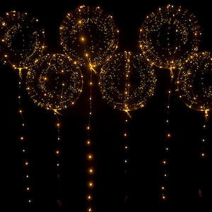 Yellow LED Balloons, 18 inch Clear Balloons With 118 Inch Yellow LED Lights, Birthday, Anniversary, NYE, Christmas, Kid Party, Quantity of 6
