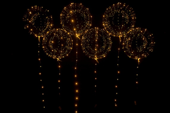 Yellow LED Balloons, 18 inch Clear Balloons With 118 Inch Yellow LED Lights, Birthday, Anniversary, NYE, Christmas, Kid Party, Quantity of 6