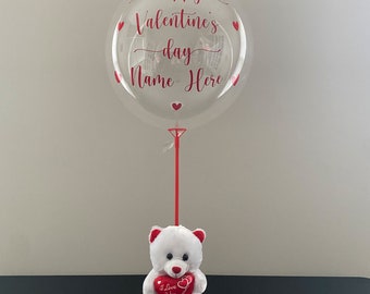Valentine Balloon And Teddy Bear, Valentine's Day Gift, Balloon With Stand, Custom Balloon For Use With Air, DIY Balloon Kit