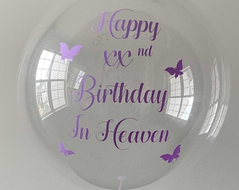 Memorial Balloon, Happy Birthday In Heaven, Custom Memorial Balloon, Balloon With Stand