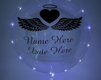 Ballon commémoratif, ballon ange avec ailes, ballon commémoratif personnalisé, ballon avec lumières, célébration de la vie, taille de ballon de 24 et 36 pouces