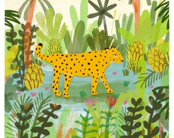 Leafy Leopard - A4 Giclée Illustration Print