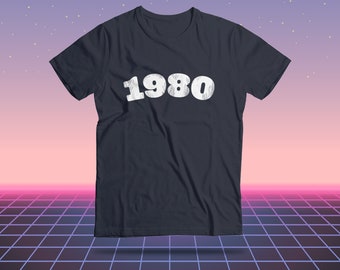 1980 - 46th Birthday Unisex Softstyle T-Shirt - White Text