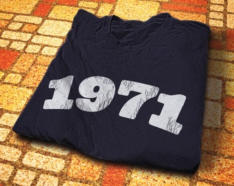 Koszulka z okazji 54. urodzin, prezent urodzinowy z 1971 r., koszulka urodzinowa w stylu vintage dla mężczyzn, koszulka z okazji 54. urodzin dla kobiet, retro 1971, prezent na rok urodzenia 1971