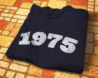 1975 - 51st Birthday Unisex Softstyle T-Shirt - White Text