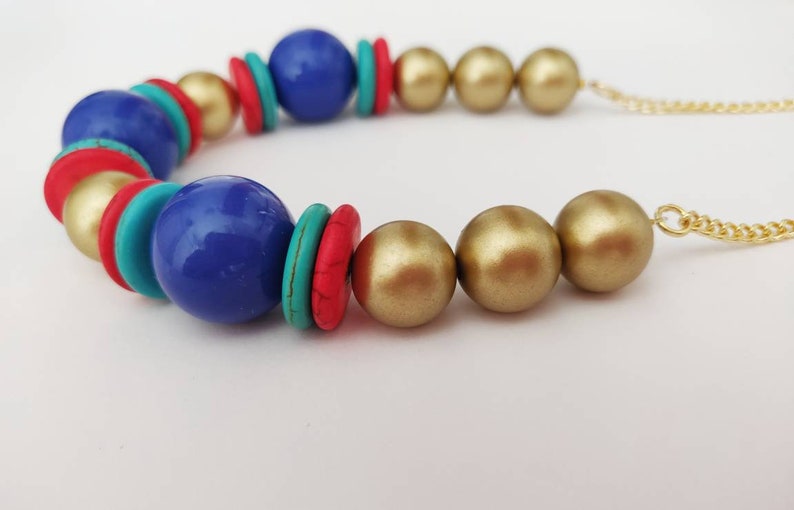 Stunning Necklace Short Necklace Holiday Necklace Blue Necklace Colorful Beaded Necklace Everyday Necklace Uniqe Jewelry Gift for her