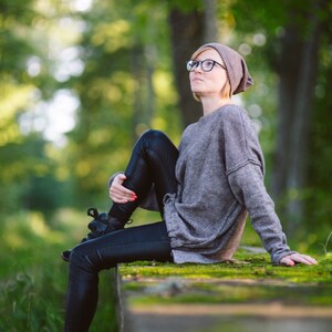 Grey Handknitted sweater, Knitted pullover for women, Warm jumper, Angora mohair Sweater, Soft wool sweater