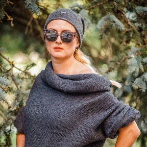 Grey Handknitted sweater, Knitted pullover for women, Warm jumper, Angora mohair Sweater, Soft wool sweater