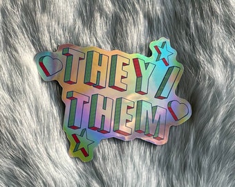 HolografischerThey/Them nichtbinäre Pronomen Sticker