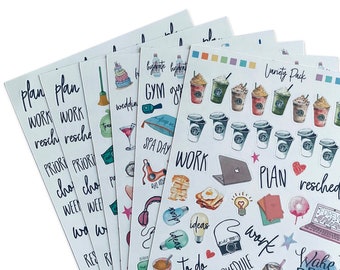 Variety Sticker Pack | Cute Sticker Pack, Mini Clear Stickers, Variety Stickers, Planner Sticker Pack, Planner Bundle
