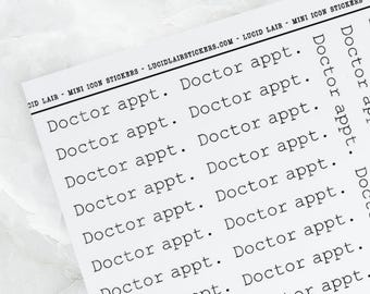 Doctor Appt. Stickers  - Font 8 | Work Stickers, Mini Clear Stickers, Clear Stickers, Meeting Stickers, Minimalist Stickers