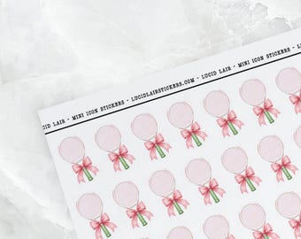 Tennis Racquet with Bow Color Planner Stickers: Clear Gloss or Matte White