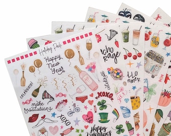 Holiday Variety Sticker Pack | Cute Sticker Pack, Variety Stickers, Planner Sticker Pack, Planner Bundle, Vacation Planner Kit