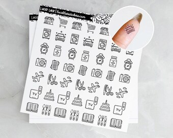 Weekly Icon Stickers | Clear Stickers, Habit Tracker, Bullet Points,