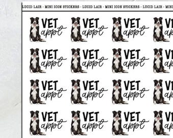 Border Collie Vet Appointment Planner Stickers | Clear Gloss or Matte White