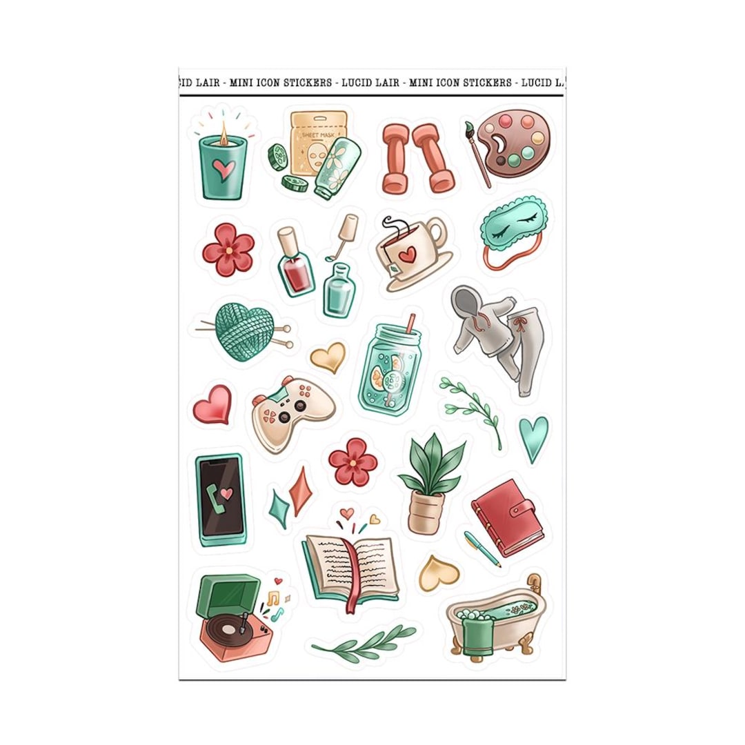 Self Care Sticker Sheet | Me Time Stickers, Self Care Stickers, Spa Day ...