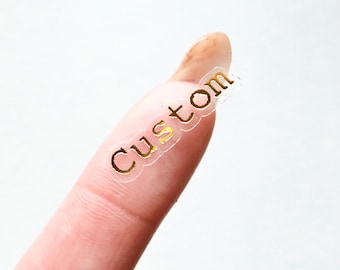 Custom Word Sticker Sheet - Font 8 | Mini Clear Stickers, Typewriter Cursive Stickers, Your Design Stickers, Clear Custom Label Stickers