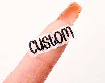 Custom Word Sticker Sheet - Font 4 | Mini Clear Stickers, Calligraphy Cursive Stickers, Clear Custom Labels, Clear Label Stickers