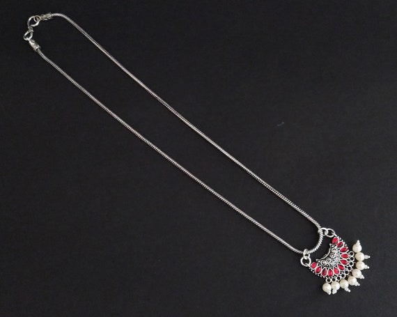 Afghani Necklace German Silver Necklace Indian Jewelry Oxidised Necklace in Chain Indian Silver Necklace Set Ethnic Bollywood Jewelry