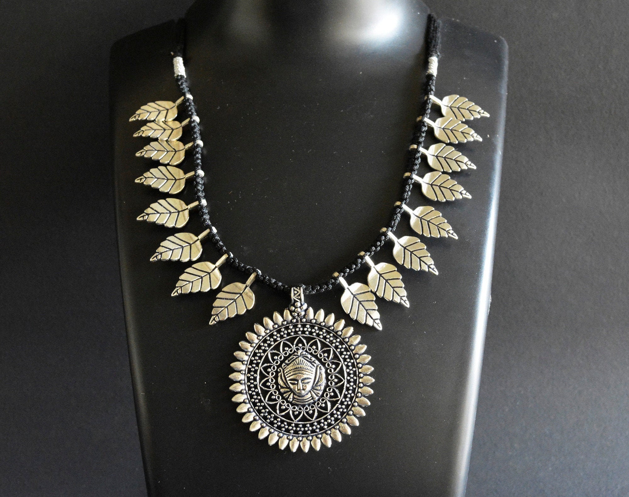 Conjunto de collar de plata india collar enhebrado oxidado Etsy