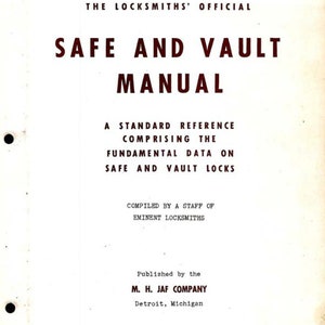 PDF on Disc Vintage 1948 Safe and Vault Manual By W.J. Wright With Decoder Sheet