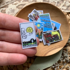 Tiny Tarot Card Deck / Rider and Waite Full 78 Card Deck in Tiny Size
