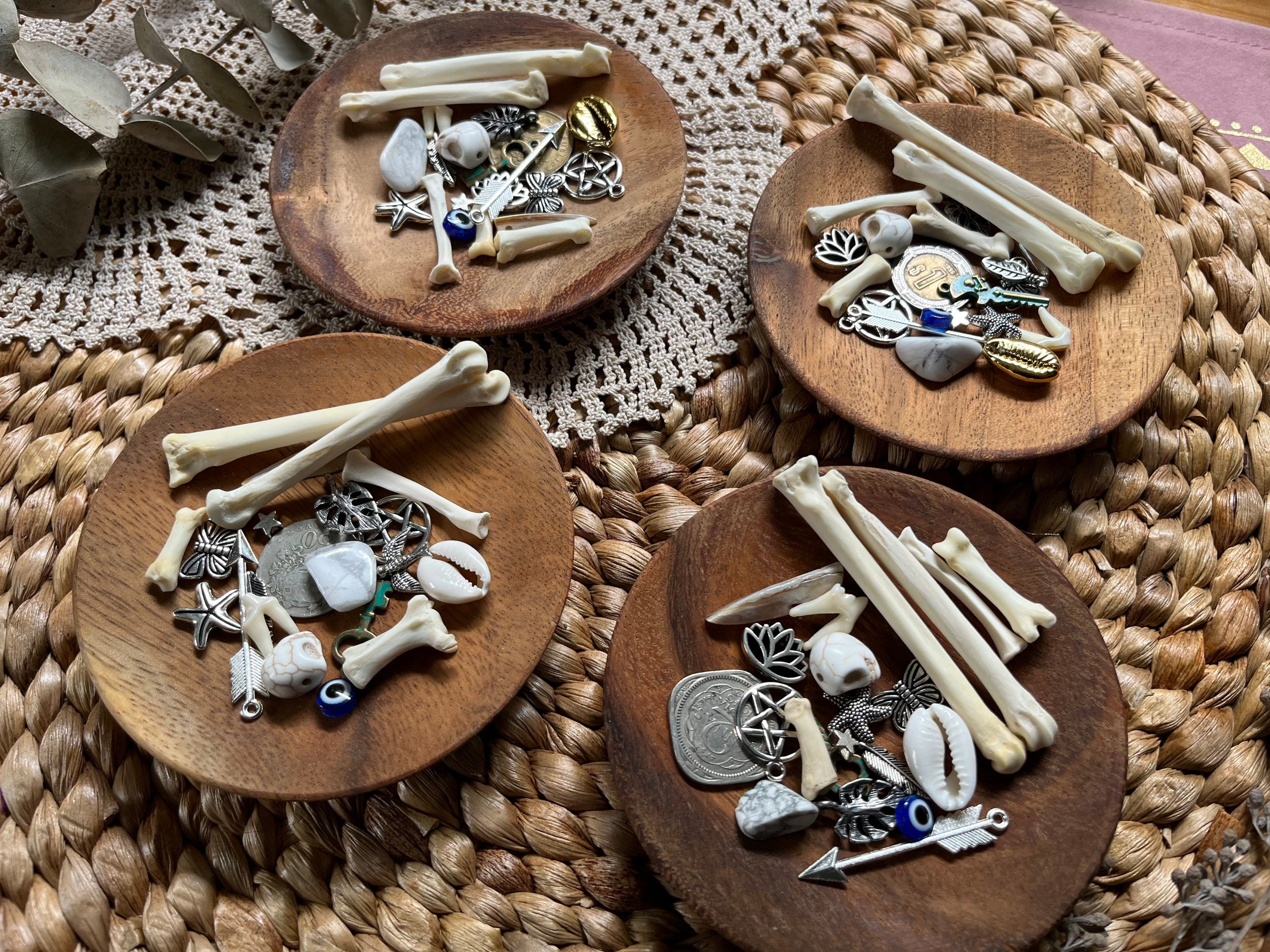 Bone Throwing Set / Crystals / Animal Bones / Sea Shells / Etsy