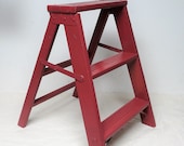 Vintage Red Three Step Ladder Plant Stand