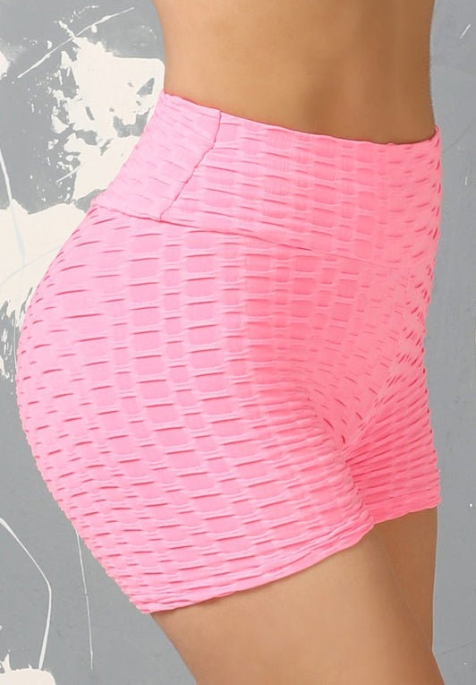 Party Pink Gym And Swim Cross Front Pocket Booty Shorts