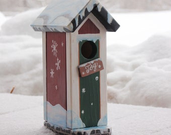 Christmas Birdhouse, Country Birdhouse, Birdhouse Art, Barn Style Birdhouse, Gift Idea