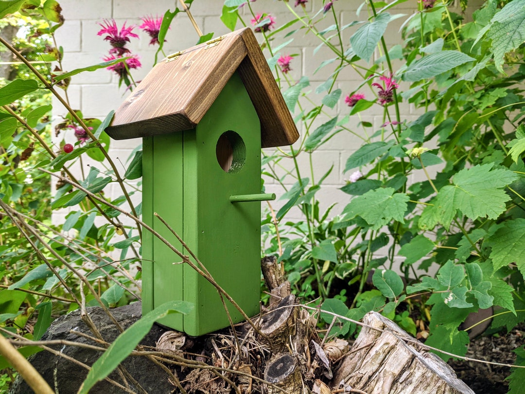 Image showcasing Mini Birdhouse - Bird Perch - Garden Decor - Rustic Birdhouse ...