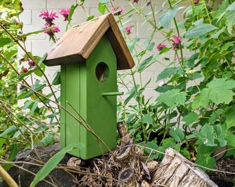 Mini Birdhouse - Bird Perch - Garden Decor - Rustic Birdhouse - Chickadee and Finch House