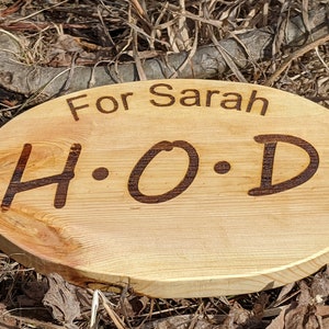 Custom Wood Sign-Custom Wood Name Sign-Oval Wood Sign-Finished Wood Signs-Exterior Wood Sign