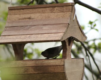 Fairy Garden Bird Feeder - Whimsical Garden Decor - Hanging Feeder Tray - Chickadee and Wren