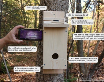 Birdhouse with HD CAMERA! - Winter Roost Box - Birdhouse Cam - Bird Watching - Nest Box For Birds