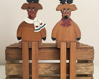 Rudolph Shelf Sitters Tole Painting E-Pattern: Christmas Reindeer Couple (PDF)
