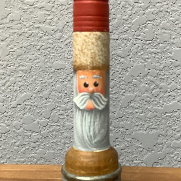 Hand Painted Santa Spool/Bobbin - Antique Holiday Decoration