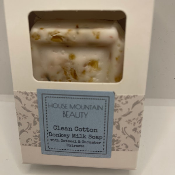 Clean Cotton Donkey Milk Soap with oatmeal and cucumber extracts